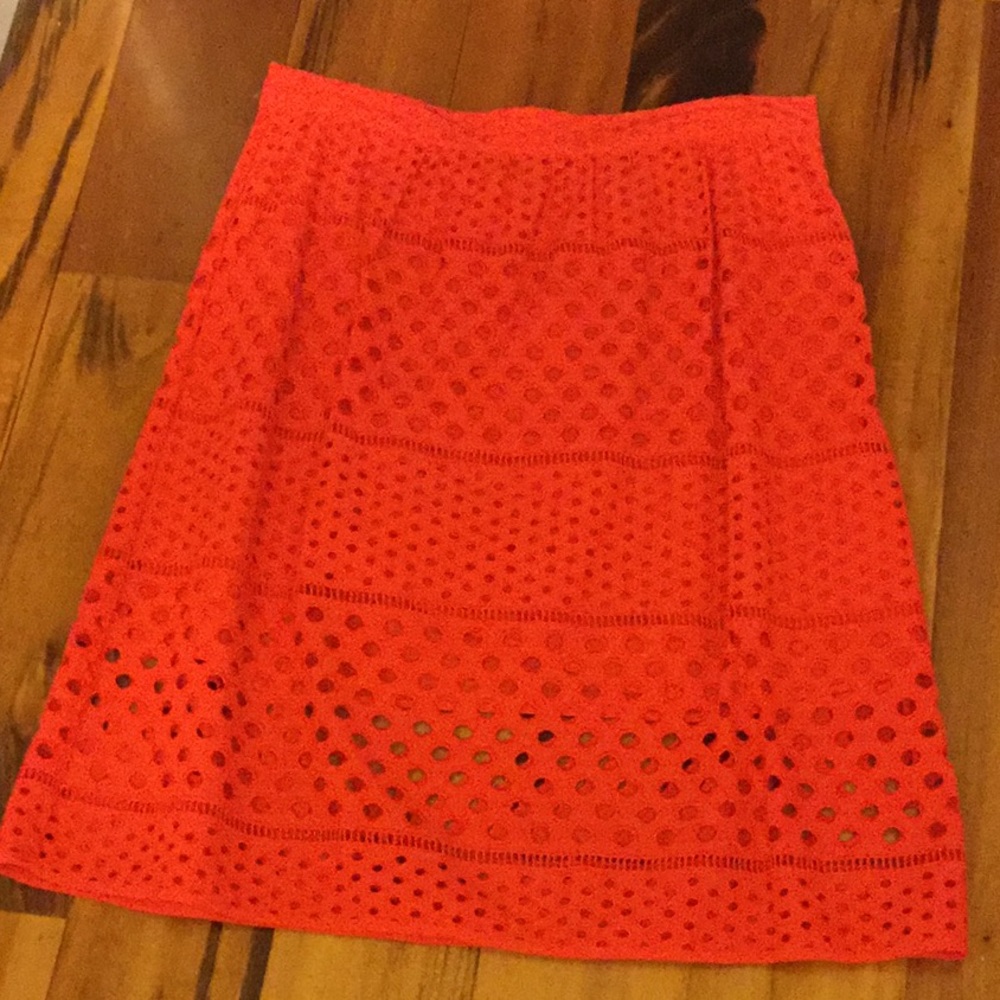 Loft perforated knee length skirt